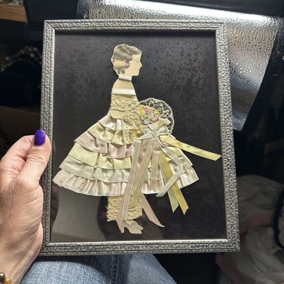 Vintage Ribbon Lady Picture 1920 / 1930 Art Deco - Picture 2 of 13